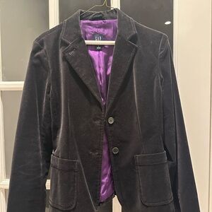 GAP Women's Dark Velvet Blazer with Purple Lining